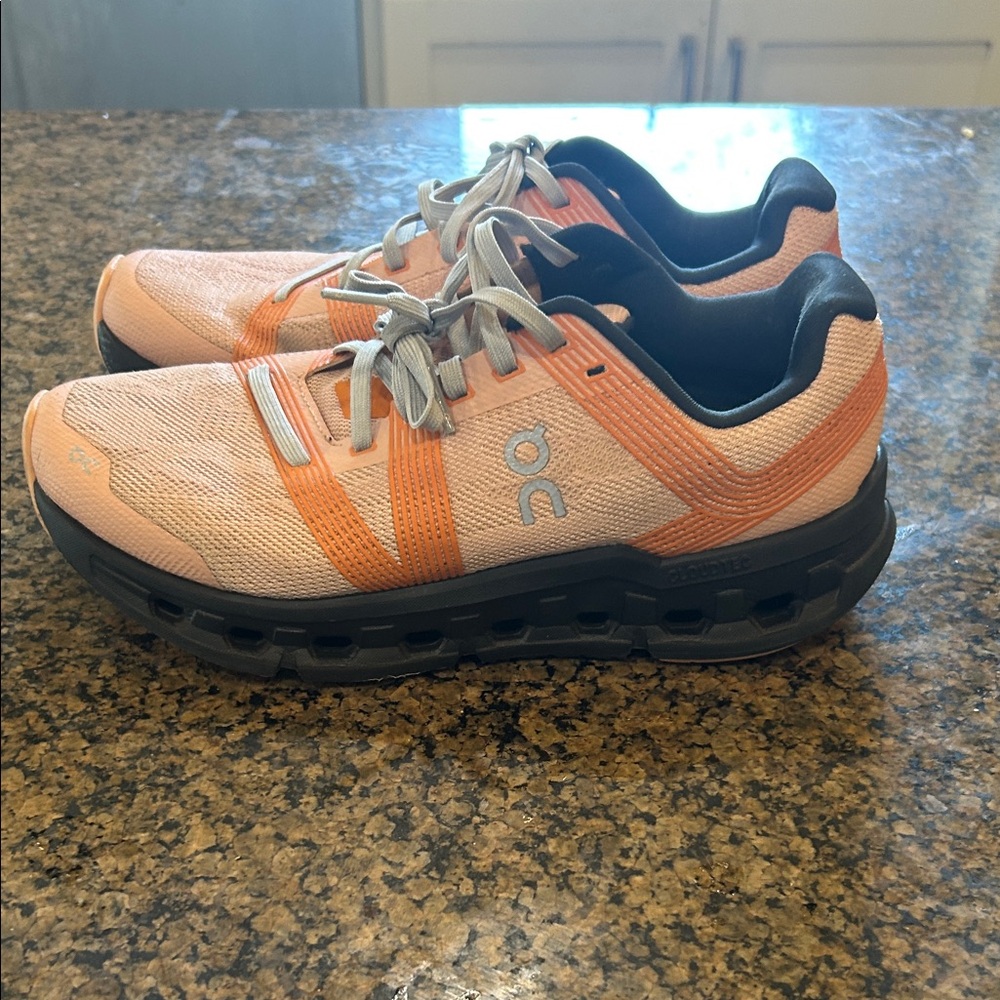 On Running Women's Peach and Gray Athletic Shoes